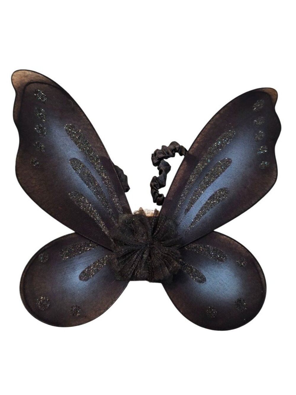 Butterfly Costume Wings Black Blue Glitter Elastic OS New Cosplay Dress Up